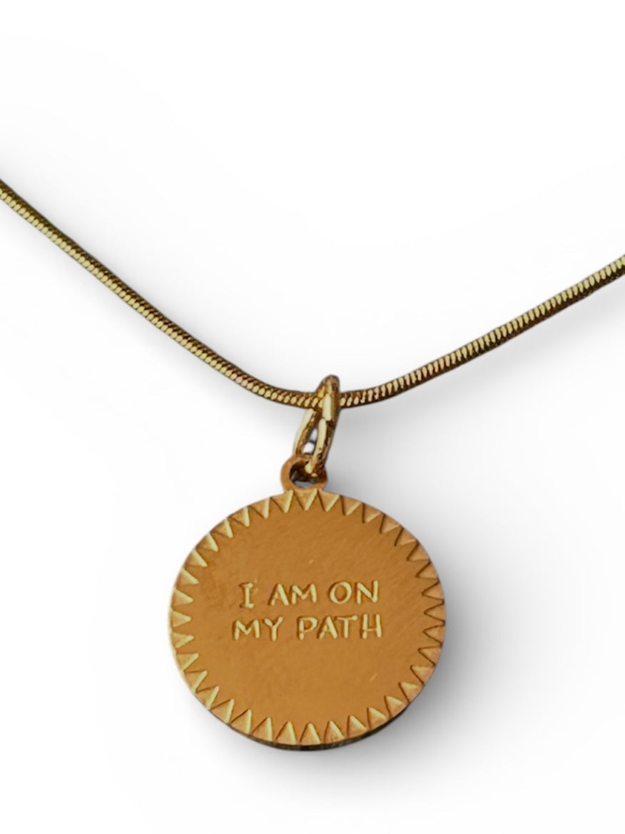 Affirmation Disc Pendant Necklace – Stainless Steel Snake Chain (3 Designs)