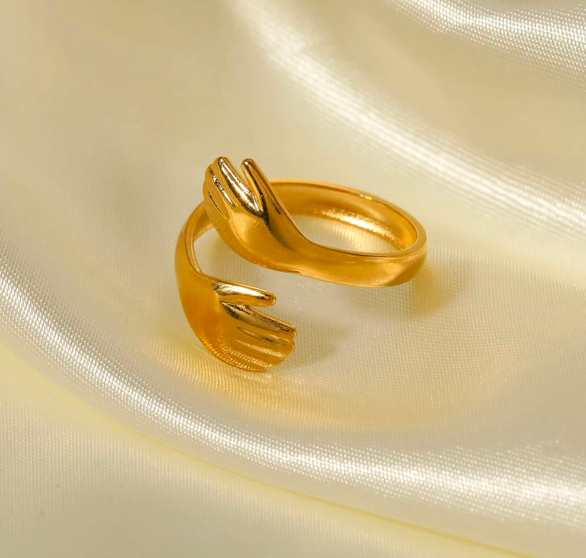 Adjustable Gold-Plated Stainless Steel “Hug Me” Ring