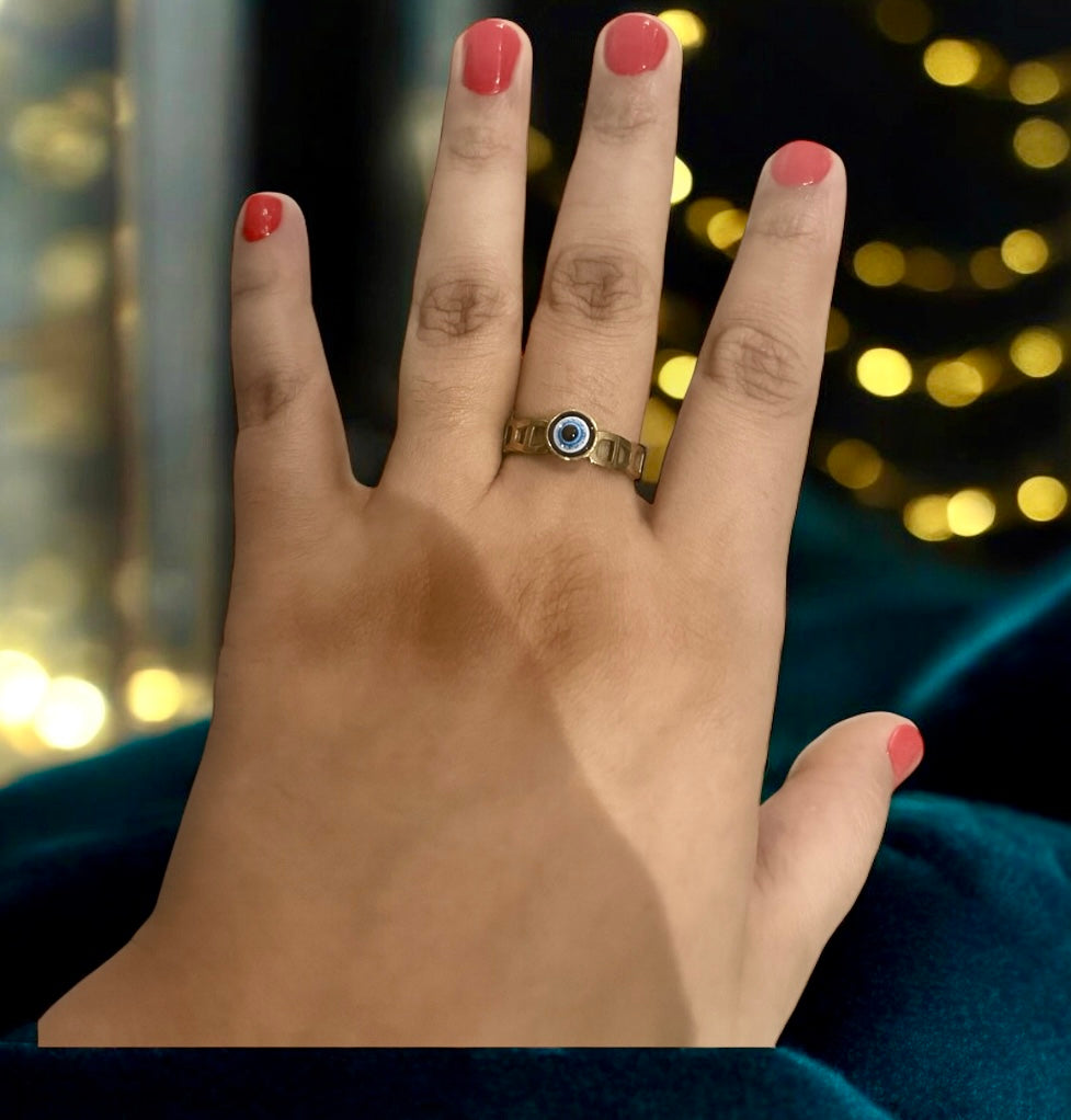 Evil Eye Greek Link Ring