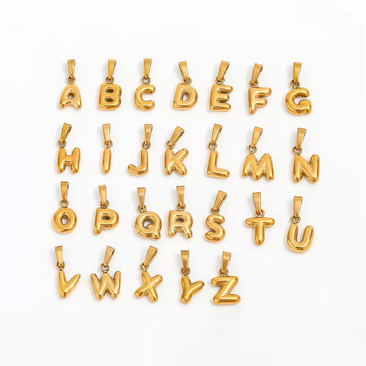 Gold plated stainless steel initial necklace pendants in A-Z.