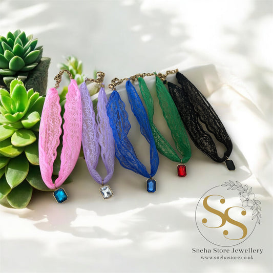 Lace Gem Choker Necklace