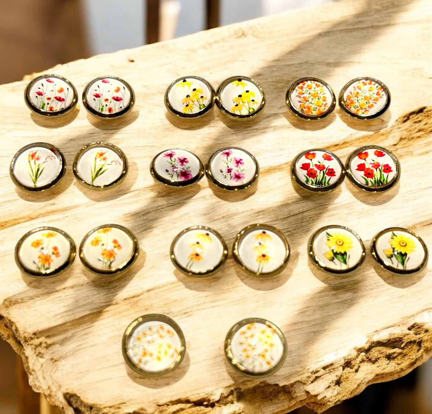 Spring Meadow Resin Stud Earrings (10 mm)