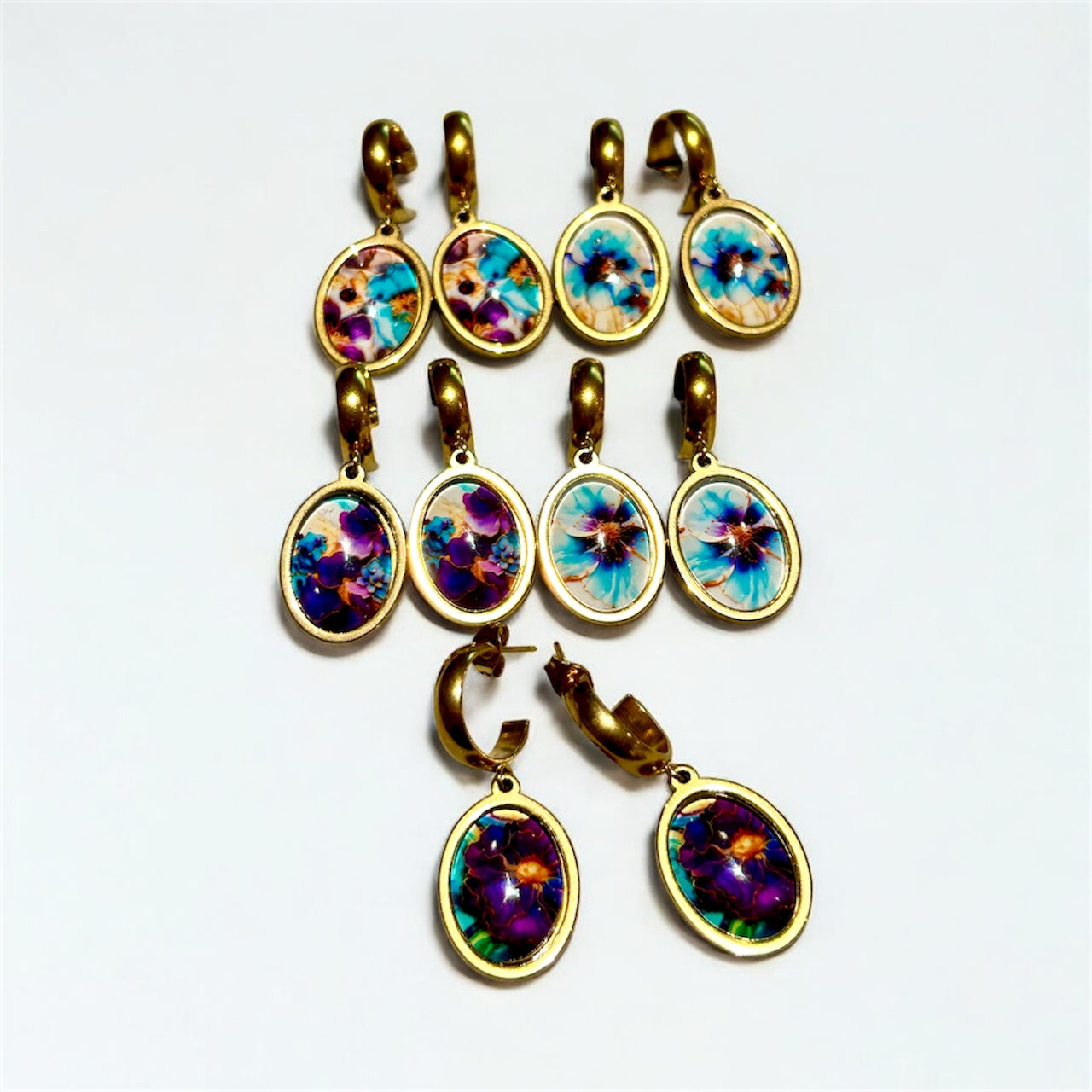 Ocean Bloom Resin Drop Earrings