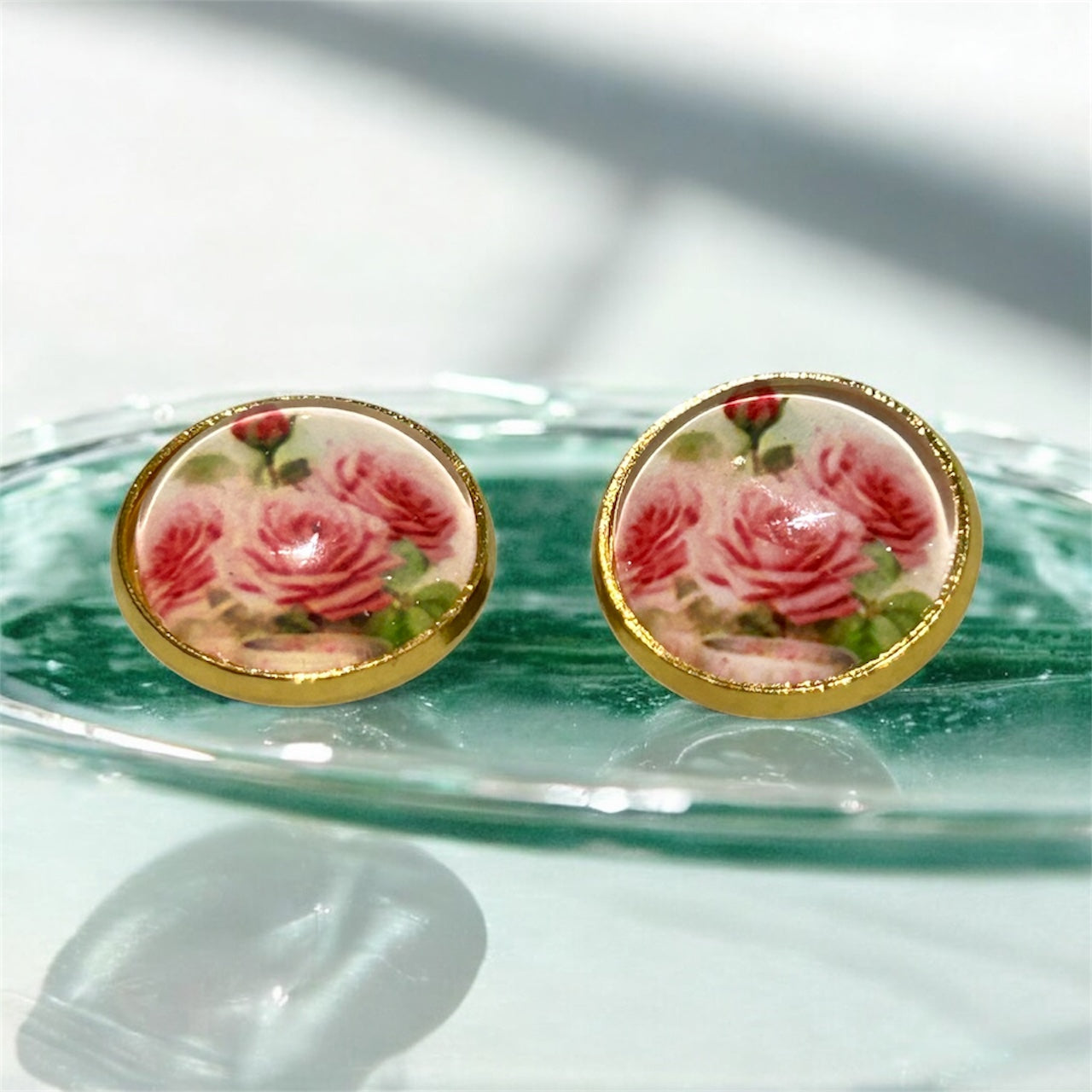 Blush Bloom Resin Stud Earrings (12 mm)