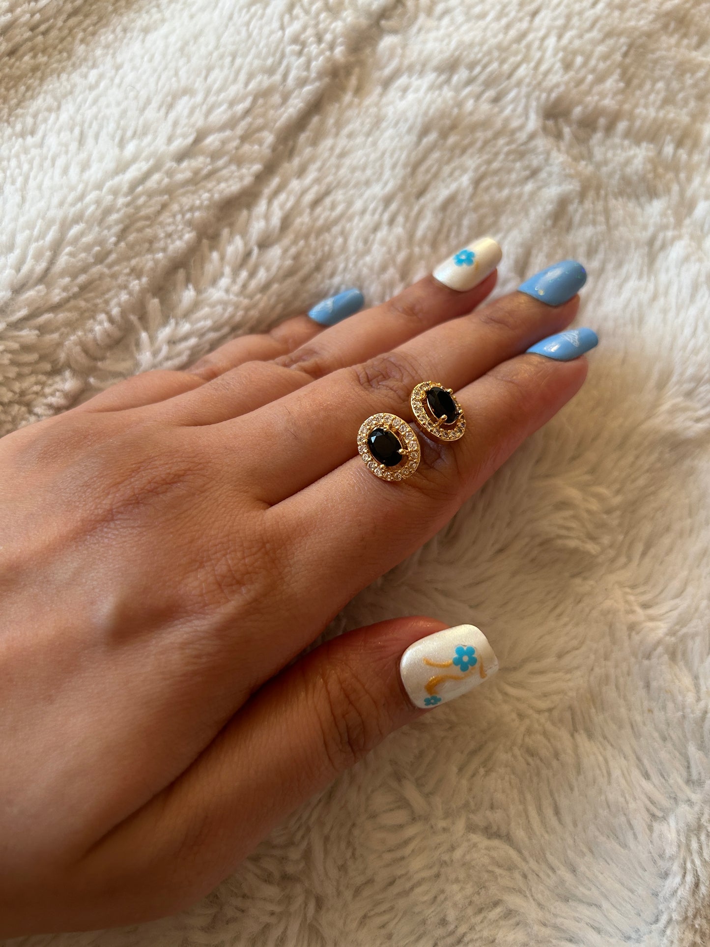 Oval Halo Stud Earrings – 24K Gold-Plated Stainless Steel