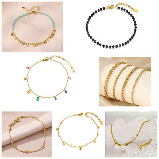 Golden Elegance Anklet – Multi-Style Design
