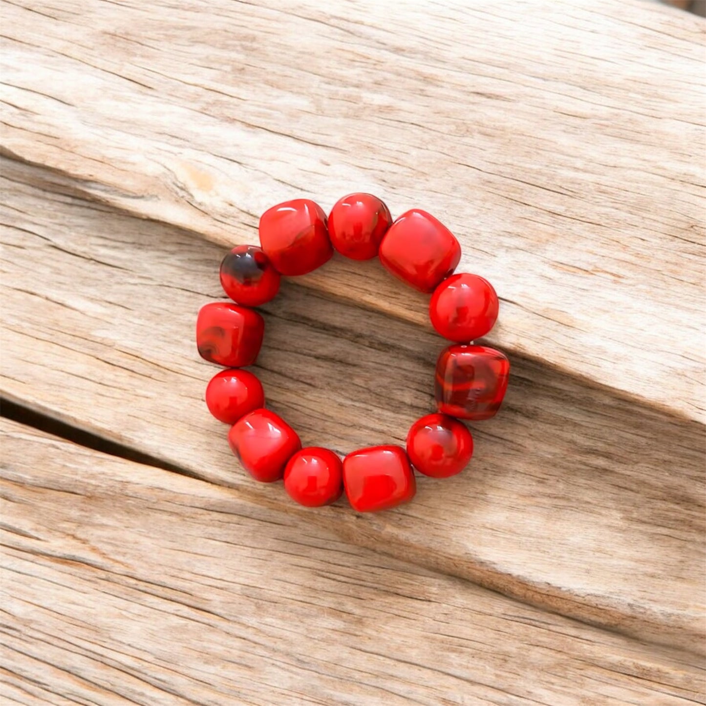 Chunky Bead Stretch Bracelet – Multi-Colour Collection